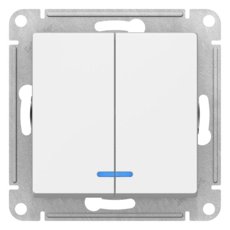 Выключатель 2-кл. AtlasDesign (сх. 5а) 10AX с подсветкой механизм лотос SE ATN001353