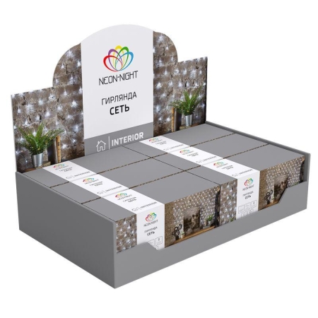 Гирлянда светодиодная "Сеть" 1х1.5м 96LED мультиколор 12Вт 220-240В IP20 с контроллером 8 режимов провод ПВХ прозр. Neon-Night 215-119-6 Гирлянда светодиодная "Сеть" 1х1.5м 96LED мультиколор 12Вт 220-240В IP20 с контроллером 8 режимов провод ПВХ прозр. Neon-Night 215-119-6