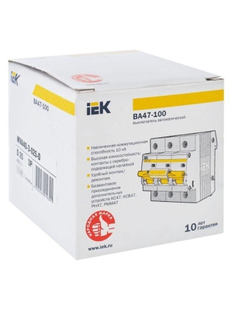 Выключатель автоматический модульный 3п D 25А 10кА ВА47-100 KARAT IEK MVA40-3-025-D Выключатель автоматический модульный 3п D 25А 10кА ВА47-100 KARAT IEK MVA40-3-025-D
