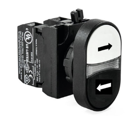 Кнопка сдвоенная (1НО+1НО) со стрелками "Влево-Вправо:(CP) черн./черн. EMAS CP101K20HHOK