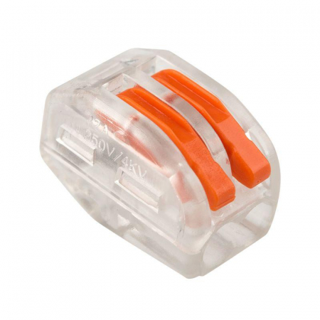 Клемма строительно-монтажная СМК 222-412 2-проводная 0.08-2.5/4кв.мм прозр. (уп.50шт) Rexant 07-5252-1