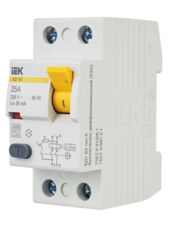 Выключатель дифференциального тока (УЗО) 2п 25А 30мА тип A ВД1-63 KARAT IEK MDV11-2-025-030