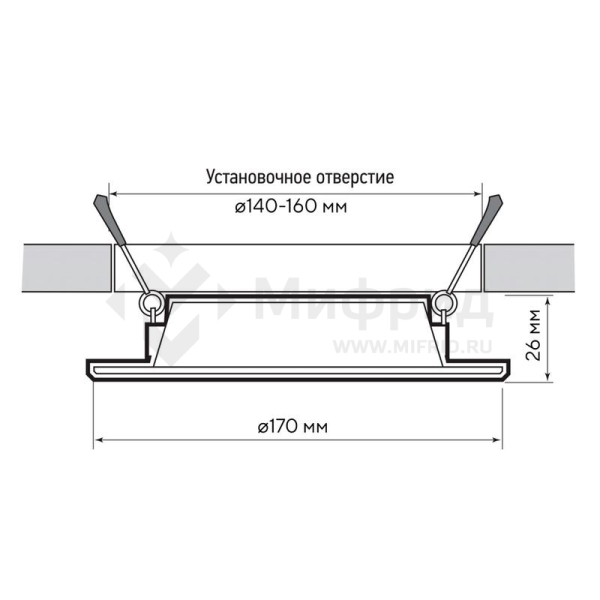 Светильник светодиодный PLED DL7 WH Downlight 18Вт 4000К IP54 170х26мм ДВО встраив. JazzWay 5046658