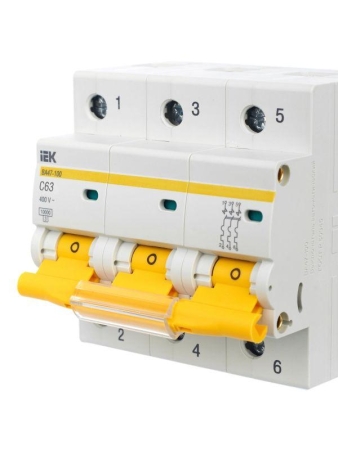 Выключатель автоматический модульный 3п C 63А 10кА ВА47-100 KARAT IEK MVA40-3-063-C Выключатель автоматический модульный 3п C 63А 10кА ВА47-100 KARAT IEK MVA40-3-063-C