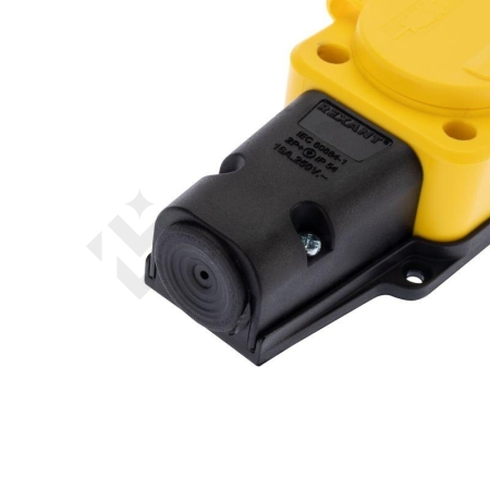 Розетка штепсельная трехместная влагозащищенная с заземл. 16А IP54 каучук желт. Rexant 111-126