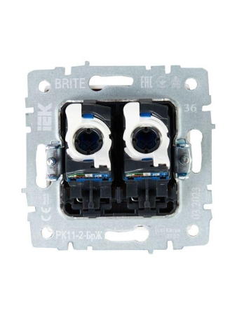 Розетка компьютерная двойн. СП RJ45 кат.6 BRITE РК11-2-БрЖ механизм жемчуж. IEK BR-K20-2-K36 Розетка компьютерная двойн. СП RJ45 кат.6 BRITE РК11-2-БрЖ механизм жемчуж. IEK BR-K20-2-K36