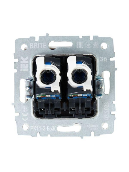 Розетка компьютерная двойн. СП RJ45 кат.6 BRITE РК11-2-БрЖ механизм жемчуж. IEK BR-K20-2-K36 Розетка компьютерная двойн. СП RJ45 кат.6 BRITE РК11-2-БрЖ механизм жемчуж. IEK BR-K20-2-K36