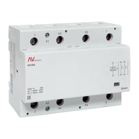 Контактор модульный КМ 80А 2NO+2NC 230В AC (6 мод.) AVERES EKF km-av-6-80-22-230V Контактор модульный КМ 80А 2NO+2NC 230В AC (6 мод.) AVERES EKF km-av-6-80-22-230V