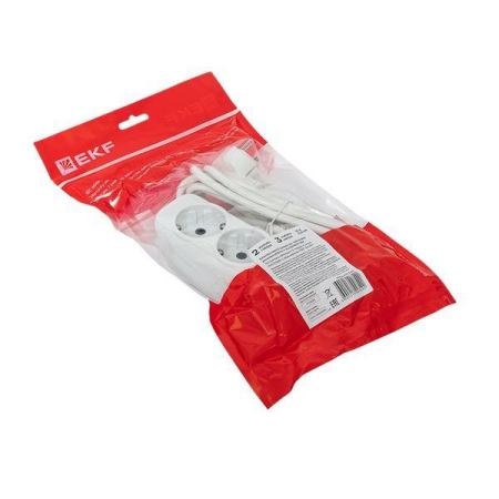 Удлинитель 2х3м с заземл. 16А IP20 Эксперт 3.0кВт ПВС 3х1 EKF UBA16-310-2-03