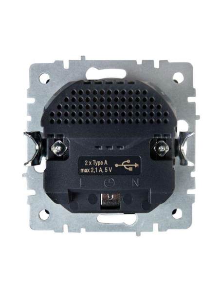 Розетка BRITE РЮш10-1-БрШ 16А с USB A+A 2.1А с заземл. защ. шторки механизм шампань IEK BR-R14-16-U21-D21-K37