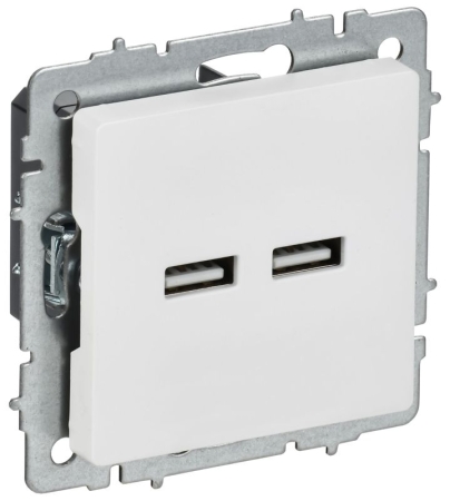 Розетка BRITE РЮ10-1-БрАБ USB A+A 3.1А механизм арктич. бел. IEK BR-U21-D31-K91