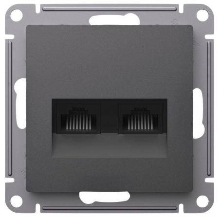Розетка компьютерная 2-м AtlasDesign RJ45+RJ45 кат.5E механизм базальт SE ATN001485 Розетка компьютерная 2-м AtlasDesign RJ45+RJ45 кат.5E механизм базальт SE ATN001485