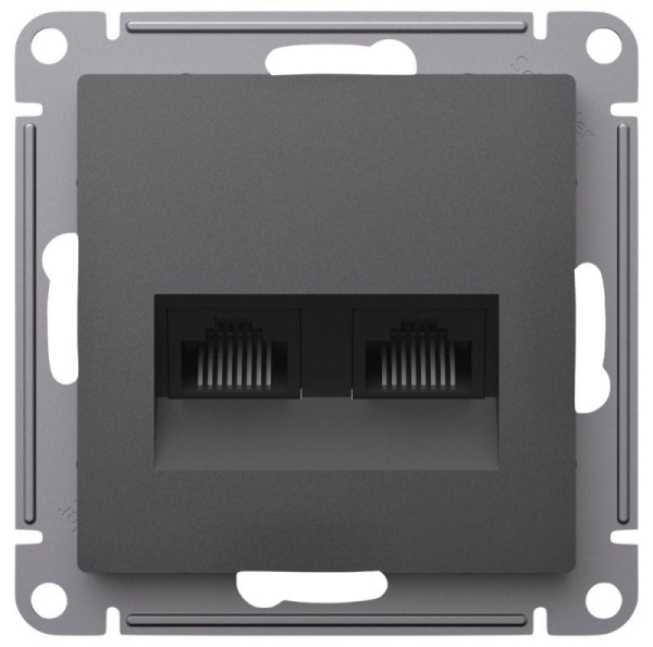 Розетка компьютерная 2-м AtlasDesign RJ45+RJ45 кат.5E механизм базальт SE ATN001485 Розетка компьютерная 2-м AtlasDesign RJ45+RJ45 кат.5E механизм базальт SE ATN001485