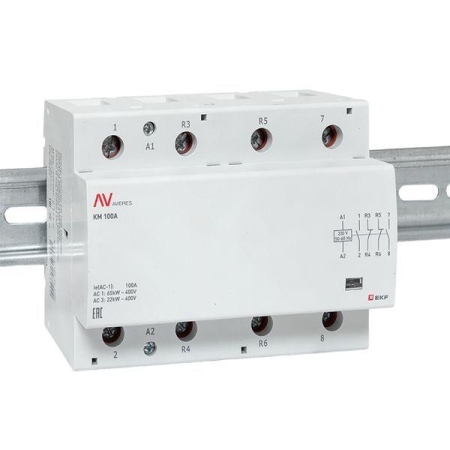 Контактор модульный КМ 100А 2NO+2NC 230В AC (6 мод.) AVERES EKF km-av-6-100-22-230V Контактор модульный КМ 100А 2NO+2NC 230В AC (6 мод.) AVERES EKF km-av-6-100-22-230V