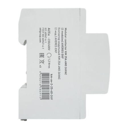 Контактор модульный КМ 25А 4NO 24В AC (2 мод.) AVERES EKF km-av-2-25-40-24V Контактор модульный КМ 25А 4NO 24В AC (2 мод.) AVERES EKF km-av-2-25-40-24V