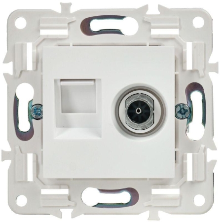 Розетка двойная TV+RJ45 кат.5E SKANDY SK-A14W арктич. бел. IEK SK-AK20-1-K01