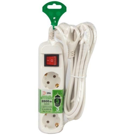 Удлинитель 3х3м с заземл. с выкл. ПВС 3х1 UDL-16-330-ES Greenline Эра Б0065056 Удлинитель 3х3м с заземл. с выкл. ПВС 3х1 UDL-16-330-ES Greenline Эра Б0065056