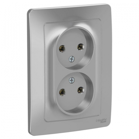 Розетка 2-м СП Blanca 16А IP20 250В без заземл. без защ. шторок алюм. SE BLNRS000023 Розетка 2-м СП Blanca 16А IP20 250В без заземл. без защ. шторок алюм. SE BLNRS000023