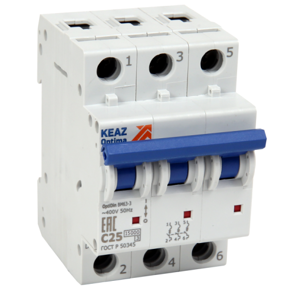 Выключатель автоматический модульный 3п L OptiDin ВМ63-3L32-15-УХЛ3 КЭАЗ 342118 Выключатель автоматический модульный 3п L OptiDin ВМ63-3L32-15-УХЛ3 КЭАЗ 342118