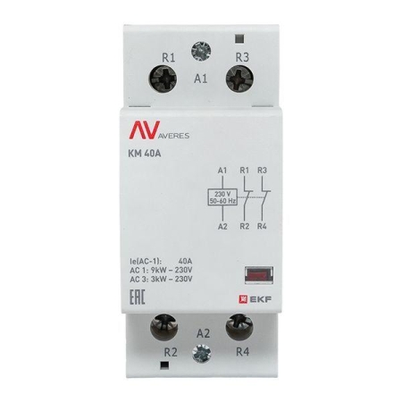 Контактор модульный КМ 40А 2NC 230В AC (2 мод.) AVERES EKF km-av-2-40-02-230V Контактор модульный КМ 40А 2NC 230В AC (2 мод.) AVERES EKF km-av-2-40-02-230V