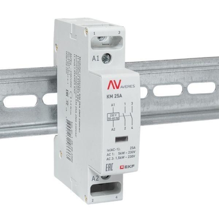 Контактор модульный КМ 25А 2NО 230В AC (1 мод.) AVERES EKF km-av-1-25-20-230V Контактор модульный КМ 25А 2NО 230В AC (1 мод.) AVERES EKF km-av-1-25-20-230V