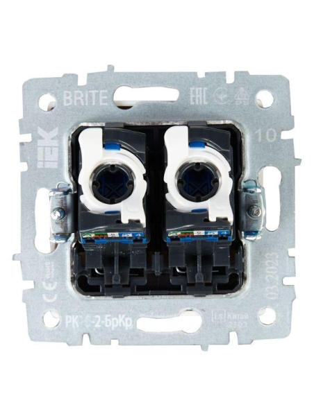Розетка компьютерная двойн. СП RJ45 кат.5E BRITE РК10-2-БрКр механизм беж. IEK BR-K20-1-K10 Розетка компьютерная двойн. СП RJ45 кат.5E BRITE РК10-2-БрКр механизм беж. IEK BR-K20-1-K10