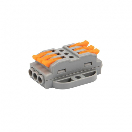 Клемма строительно-монтажная СМК проходная 222-423P 3п 0.08-4кв.мм с монтажной площадкой сер. (блист.5шт) Rexant 07-6263-5