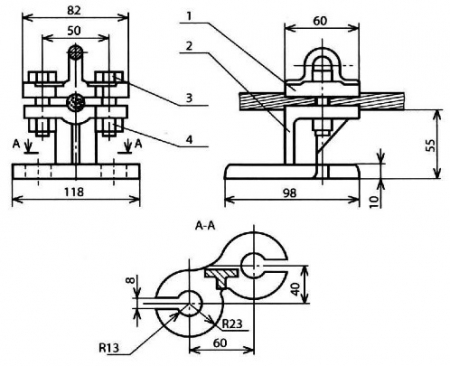 Зажим с двойным ушком КС-036