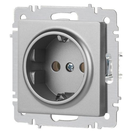 Розетка 1-м СП Accent 6-202-03 16А IP20 250В 2P+E Schuko алюм. Intro Б0063686 Розетка 1-м СП Accent 6-202-03 16А IP20 250В 2P+E Schuko алюм. Intro Б0063686