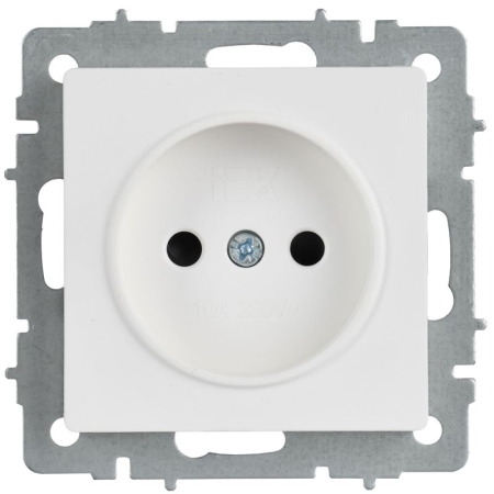 Розетка BRITE РС10-1-0-БрАБ 10А без заземл. без защ. шторок механизм арктич. бел. IEK BR-R10-10-K91