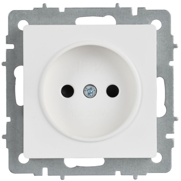 Розетка BRITE РС10-1-0-БрАБ 10А без заземл. без защ. шторок механизм арктич. бел. IEK BR-R10-10-K91