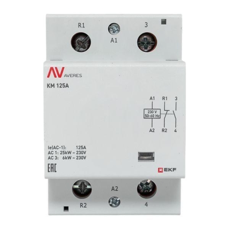 Контактор модульный КМ 125А 1NC+1NO 230В AC (3 мод.) AVERES EKF km-av-3-125-11-230V Контактор модульный КМ 125А 1NC+1NO 230В AC (3 мод.) AVERES EKF km-av-3-125-11-230V