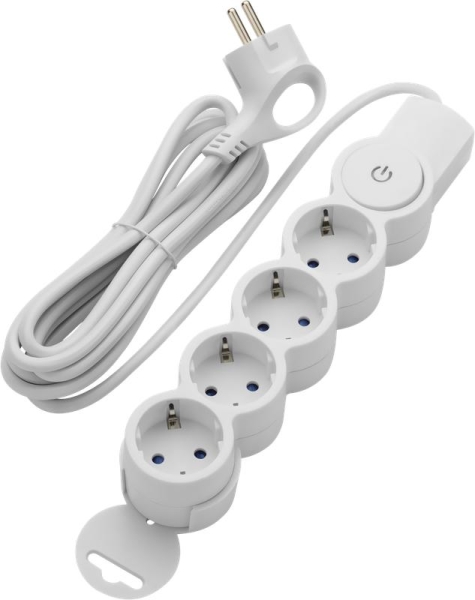 Удлинитель 4х3м с заземл. 10А IP20 ПВС 3х0.75 с выкл. защ. шторки REV 32014 4