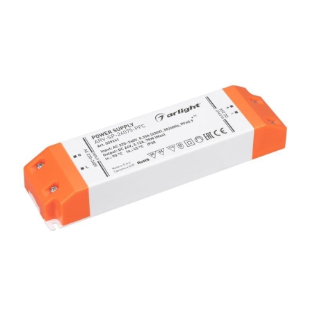 Блок питания ARV-SP-24075-PFC (24В 3.12А 75Вт) (IP20 пластик) Arlight 039241 Блок питания ARV-SP-24075-PFC (24В 3.12А 75Вт) (IP20 пластик) Arlight 039241
