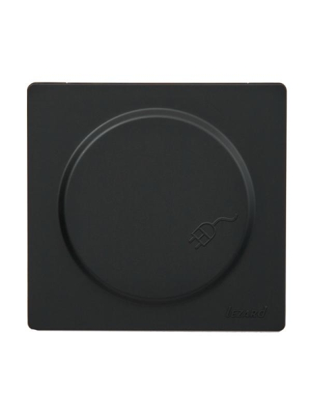 Розетка 1-м ОП LETO с заземл. с крышкой LETO ПБТ черн. бархат LEZARD 752-4200-123B