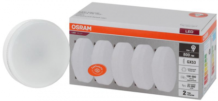 Лампа светодиодная LED Value LVGX5375 10SW/840 10Вт GX53 230В 2х5 RU (уп.5шт) OSRAM 4058075584174 Лампа светодиодная LED Value LVGX5375 10SW/840 10Вт GX53 230В 2х5 RU (уп.5шт) OSRAM 4058075584174