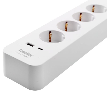 Фильтр сетевой умный Smart Home SZD/SH/4х1.5/WIFI 4гн.1.5м 16А 4000В USB+Type-С WiFi+Счетчик Camelion 14800