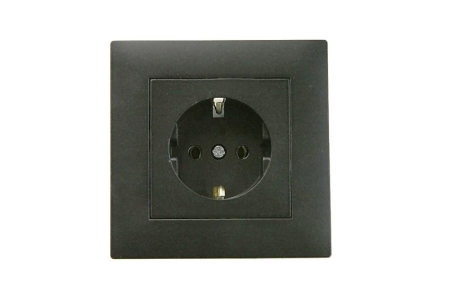 Розетка 1-м Karea RIZZ STAR с заземл. чер. Makel 88054028 Розетка 1-м Karea RIZZ STAR с заземл. чер. Makel 88054028