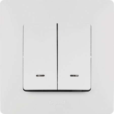 Выключатель 2-кл. СП Etika 10А IP20 250В 10AX с подсветкой/индикацией безвинтов. зажимы механизм бел. IEK 672204