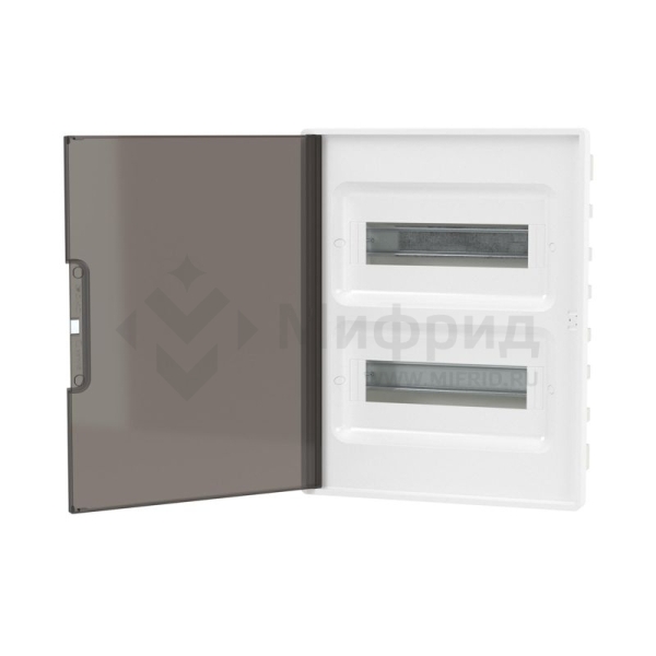 Щиток встраиваемый Фрейм (FRAME) ЩРв-п-24 24мод с тонированной дверцей с 4 шинами PEN (2шт на 8 отверст. и 2шт на 6 отверст.) бел. DKC F24B1WD