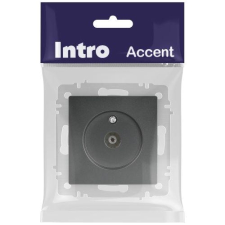 Розетка телевизионная одиночная TV СП Accent 6-301-07 IP20 графит Intro Б0063614 Розетка телевизионная одиночная TV СП Accent 6-301-07 IP20 графит Intro Б0063614