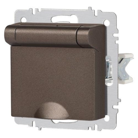 Розетка 1-м СП Accent 6-203-08 16А IP20 250В 2P+E Schuko с крышкой AL/CU Accent бронза Intro Б0063436 Розетка 1-м СП Accent 6-203-08 16А IP20 250В 2P+E Schuko с крышкой AL/CU Accent бронза Intro Б0063436