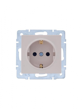 Розетка 1-м СП Vesna с заземл. защ. шторки ПБТ механизм крем. LEZARD 742-0388-124B Розетка 1-м СП Vesna с заземл. защ. шторки ПБТ механизм крем. LEZARD 742-0388-124B