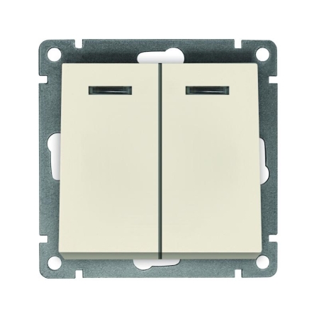 Выключатель 2-кл. СП Афина 10А IP20 с подсветкой механизм сл. кость (ivory) Universal A0123-I