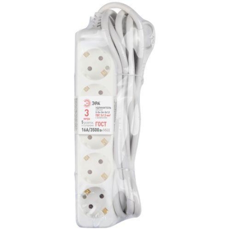 Удлинитель 5х3м с заземл. ПВС 3х1.5 16А U-5e-3m-3x1.5 Эра Б0044038 Удлинитель 5х3м с заземл. ПВС 3х1.5 16А U-5e-3m-3x1.5 Эра Б0044038