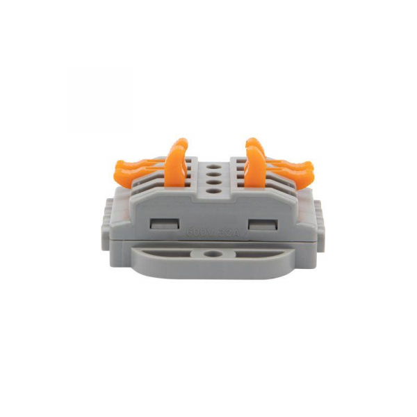 Клемма строительно-монтажная СМК проходная 222-424P 4п 0.08-4кв.мм с монтажной площадкой сер. (блист.5шт) Rexant 07-6264-5