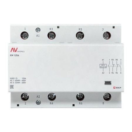 Контактор модульный КМ 125А 2NO+2NC 230В AC (6 мод.) AVERES EKF km-av-6-125-22-230V Контактор модульный КМ 125А 2NO+2NC 230В AC (6 мод.) AVERES EKF km-av-6-125-22-230V
