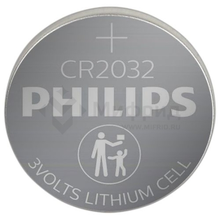 Элемент питания литиевый CR2032 (блист.2шт) CR2032P2/51 Philips Б0062716