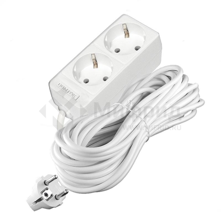 Удлинитель 2х10м с заземл. 16А IP20 3.5кВт ПВС 3х1 бел. DOMTOK 2385