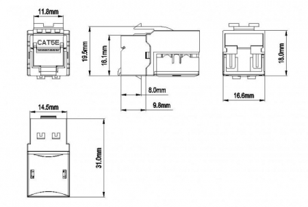 Вставка Keystone Jack RJ-45(8P8C) категория 5e KJ9-8P8C-C5e-90-WH бел. Hyperline 432595 Вставка Keystone Jack RJ-45(8P8C) категория 5e KJ9-8P8C-C5e-90-WH бел. Hyperline 432595